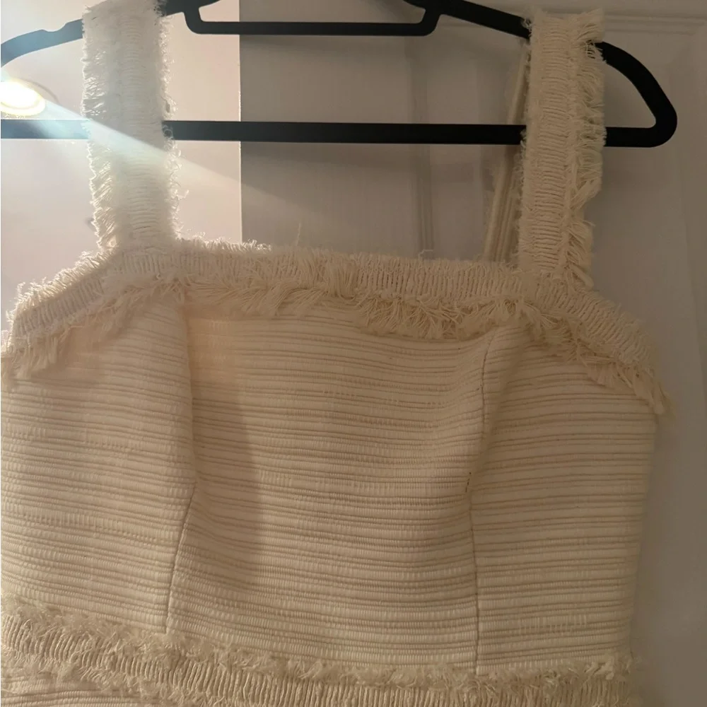 Alexis Cream Ribbed Ruffled Mini Sundress - Picture 3 of 4